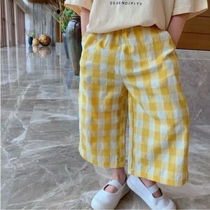 New kid’s boy’s girl’s wide leg pants checked 24 months gold